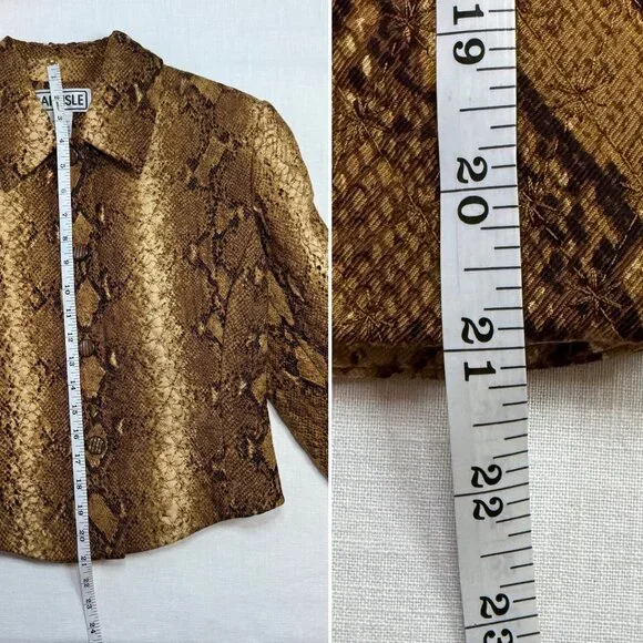 Carlisle Jacket Size 6 Cropped Snake Print Structured Quilted Blazer Y2K Vintage - Picture 11 of 13
